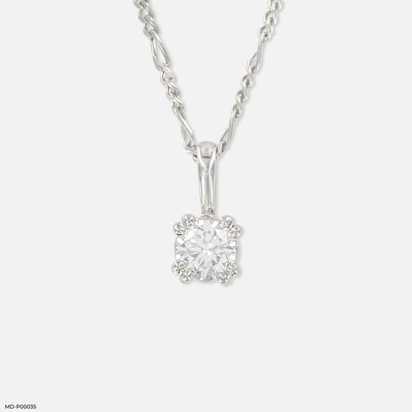 0.50 Carat Classic Claw Pendants 14K White Gold