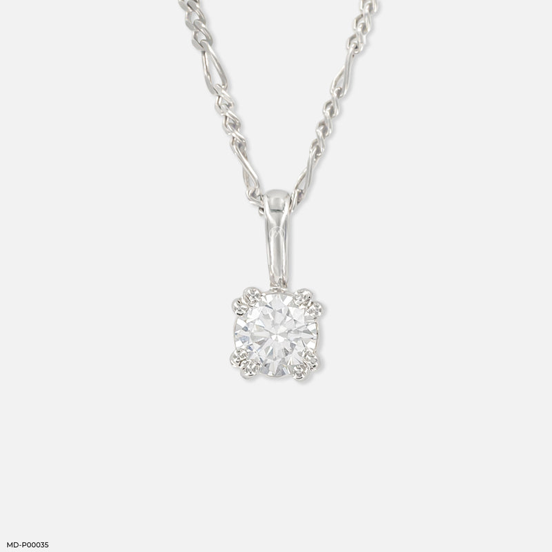 0.50 Carat Classic Claw Pendants 14K White Gold