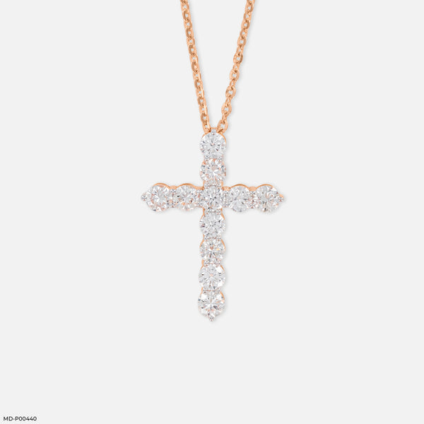 Eternal Diamond Cross Pendant 14K Rose Gold