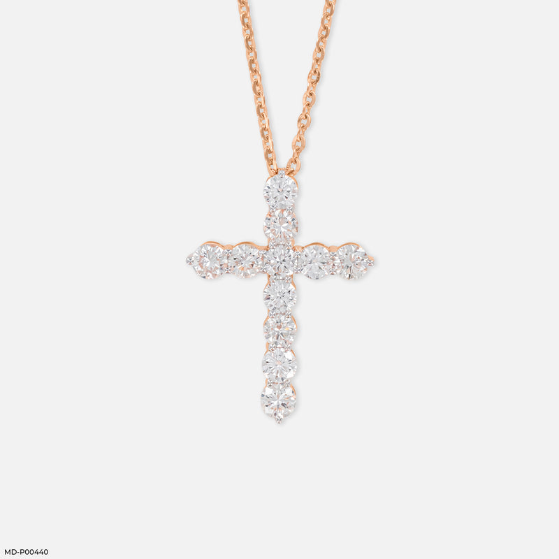 Eternal Diamond Cross Pendant 14K Rose Gold