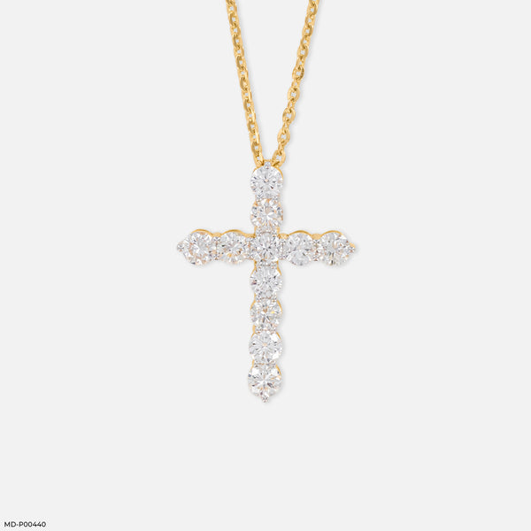 Eternal Diamond Cross Pendant 14K Yellow Gold