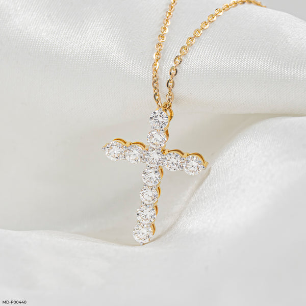 Eternal Diamond Cross Pendant 14K Yellow Gold