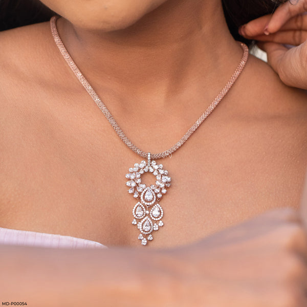 Celestial Waterfall Chandelier Pendant 14K White Gold