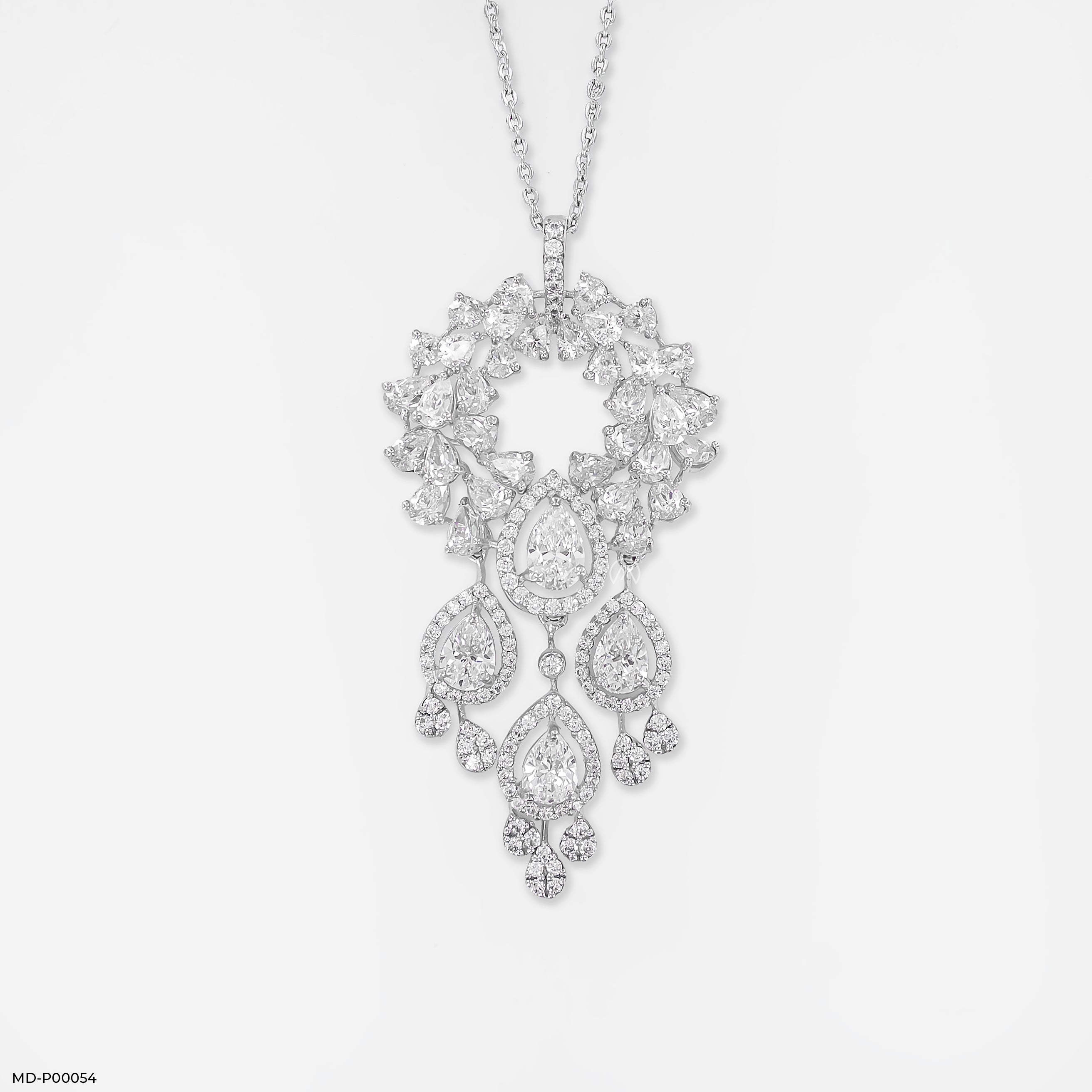 Celestial Waterfall Chandelier Pendant 9K White Gold