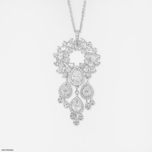 Celestial Waterfall Chandelier Pendant 9K White Gold