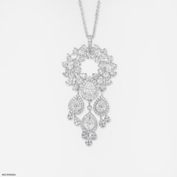 Celestial Waterfall Chandelier Pendant 14K White Gold