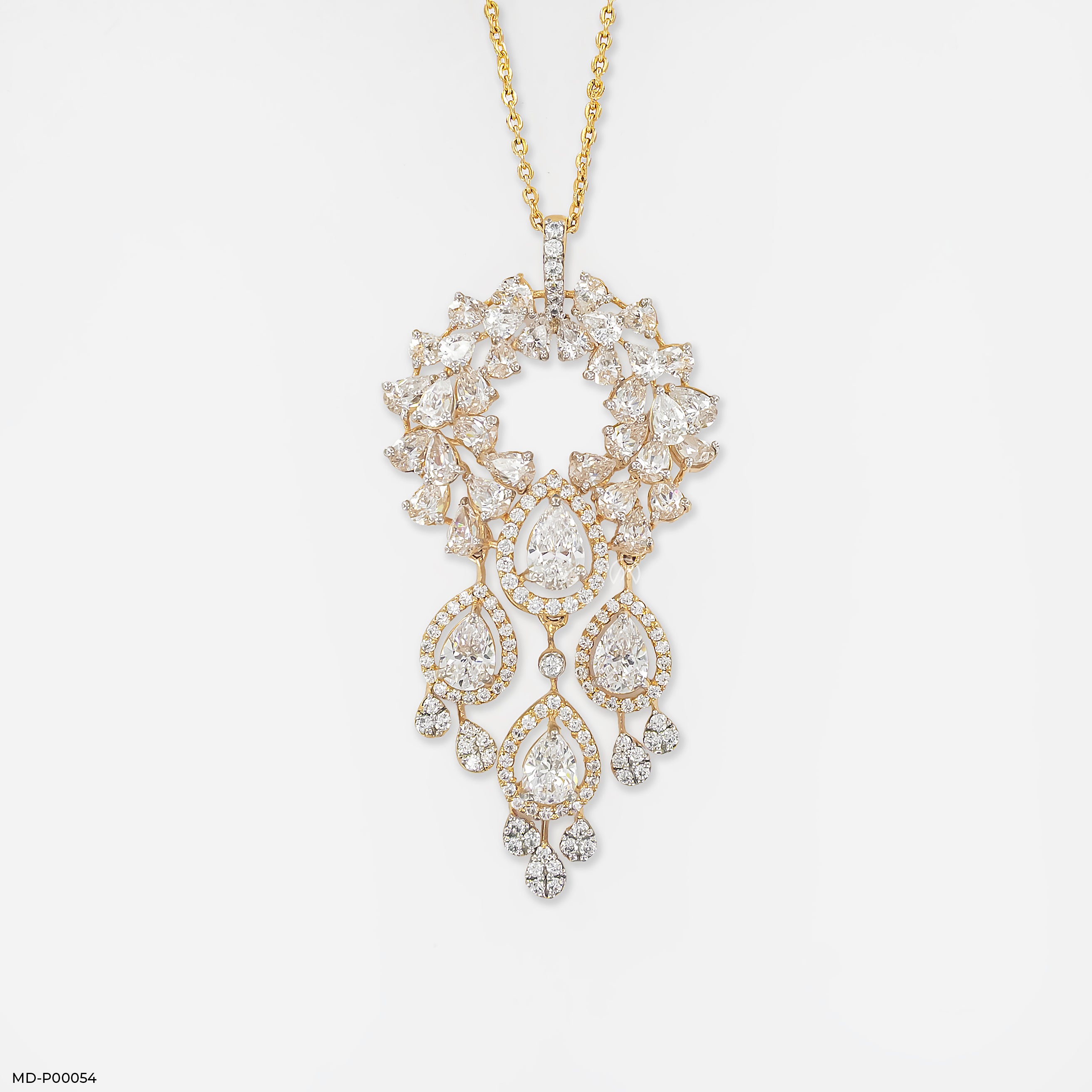 Celestial Waterfall Chandelier Pendant 14K Yellow Gold