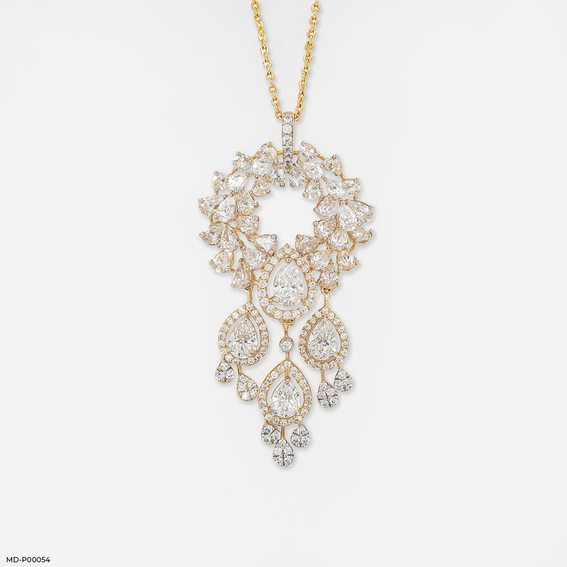 Celestial Waterfall Chandelier Pendant 14K Yellow Gold