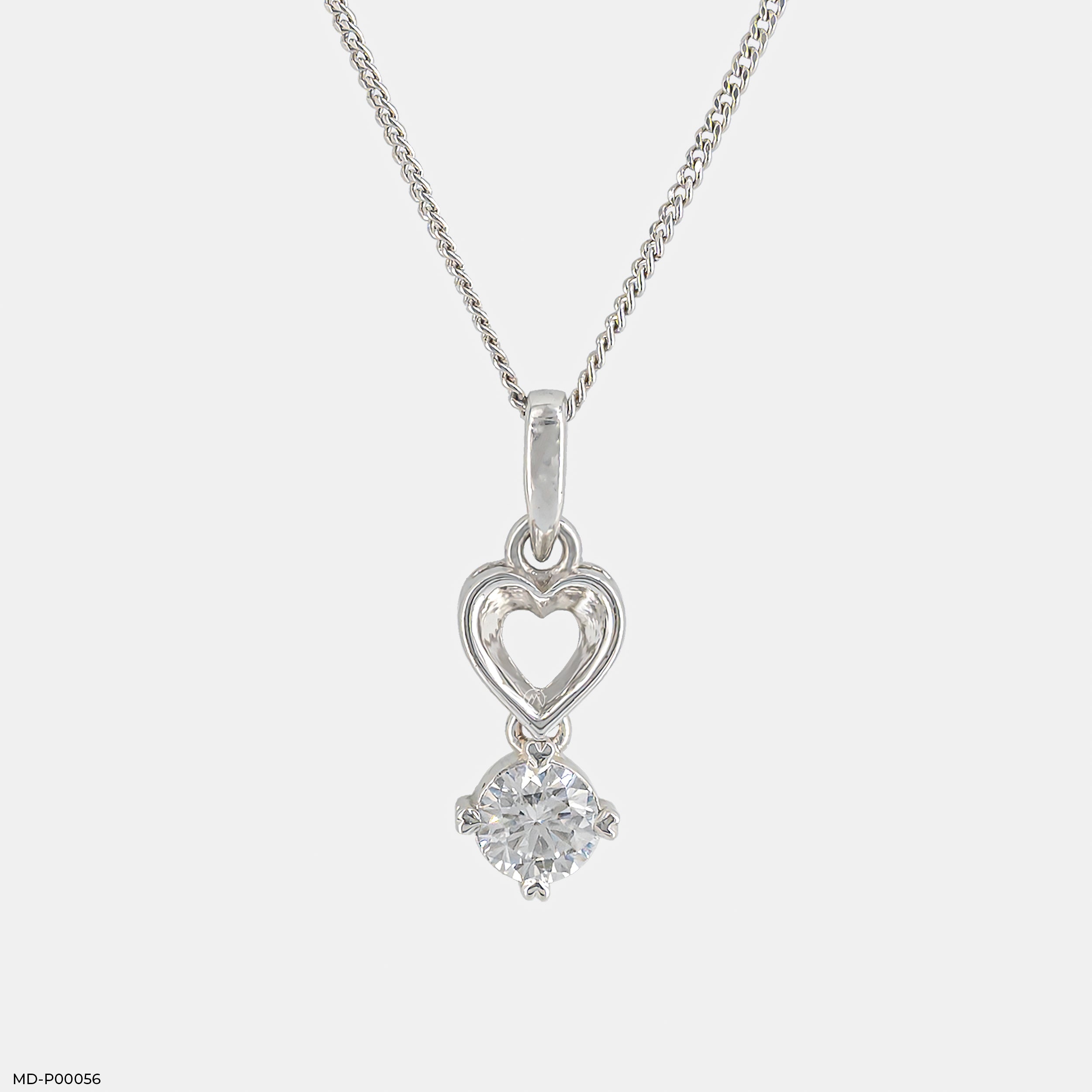 Floating Heart Diamond Pendant 14K White Gold