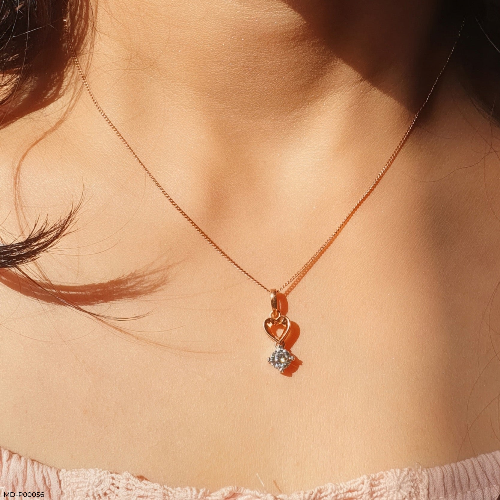 Floating Heart Diamond Pendant 14K Yellow Gold