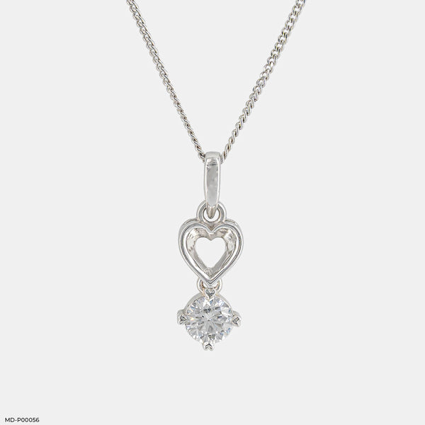 Floating Heart Diamond Pendant 18K White Gold