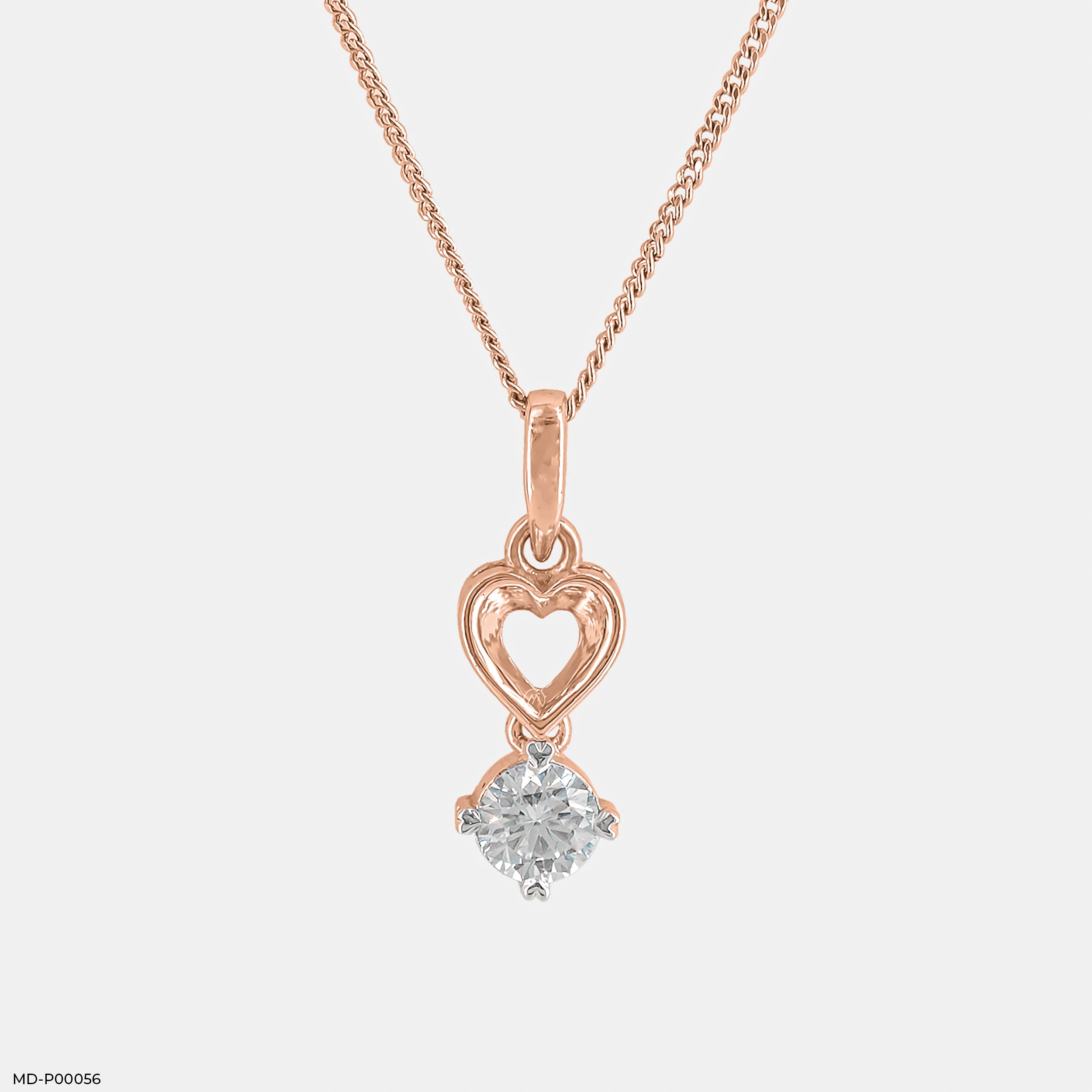 Floating Heart Diamond Pendant 9K Rose Gold