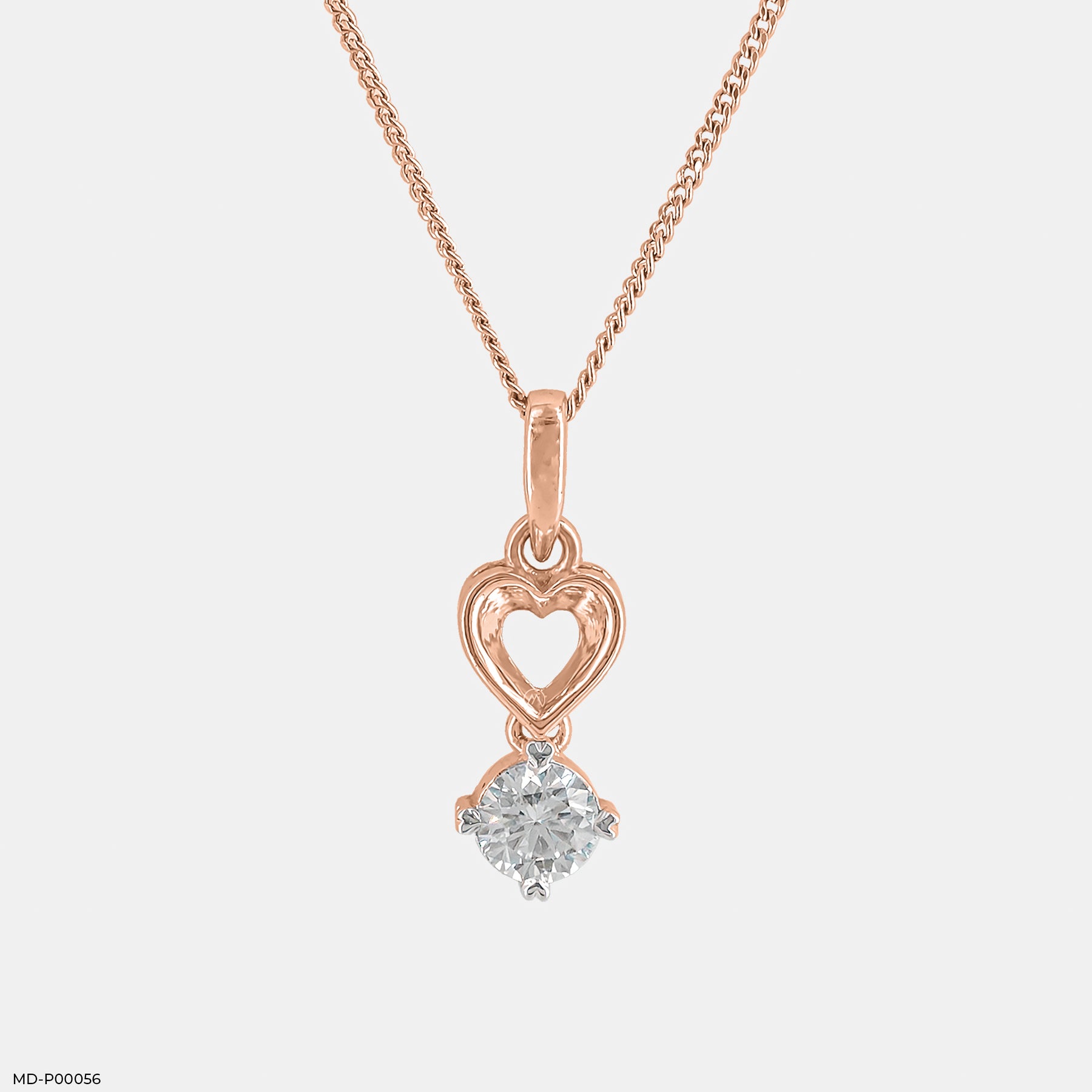 Floating Heart Diamond Pendant 14K Yellow Gold