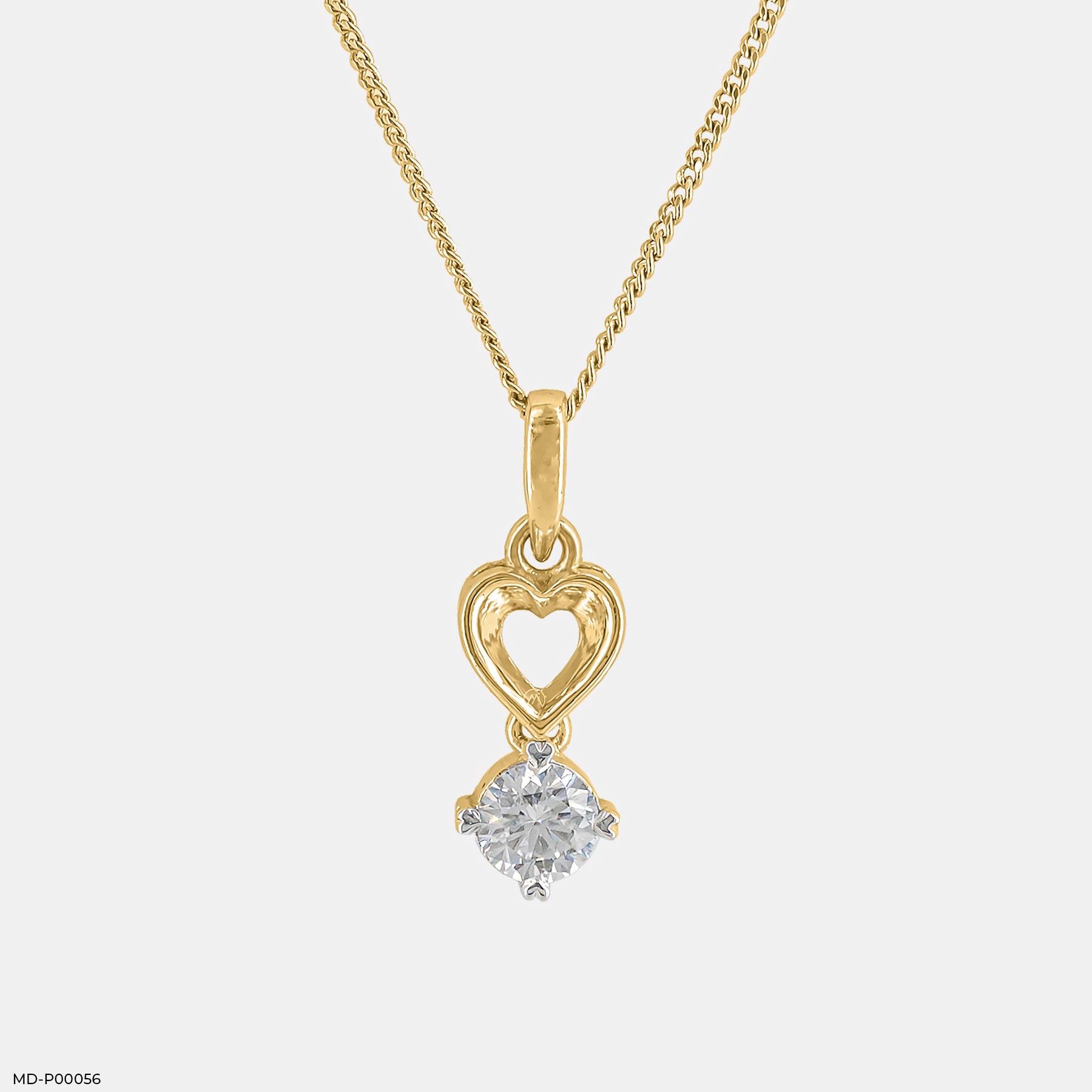 Floating Heart Diamond Pendant 14K Yellow Gold