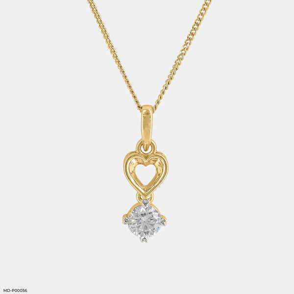 Floating Heart Diamond Pendant 14K Yellow Gold