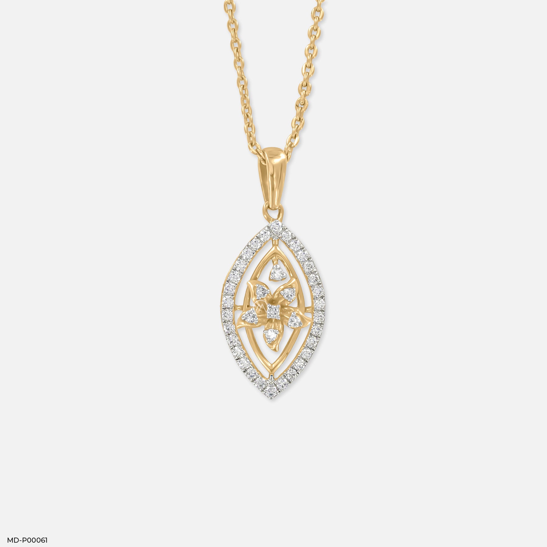 0.50 Carat Navette Glow pendant 14K Yellow Gold