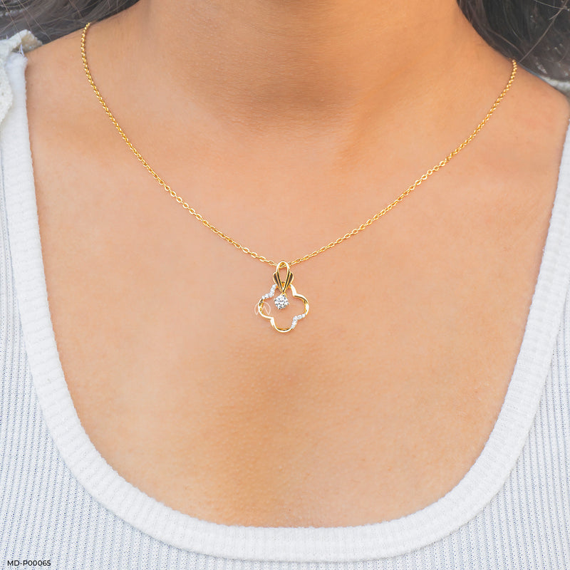 Grace Flower Lab Diamond Pendant 18K Yellow Gold