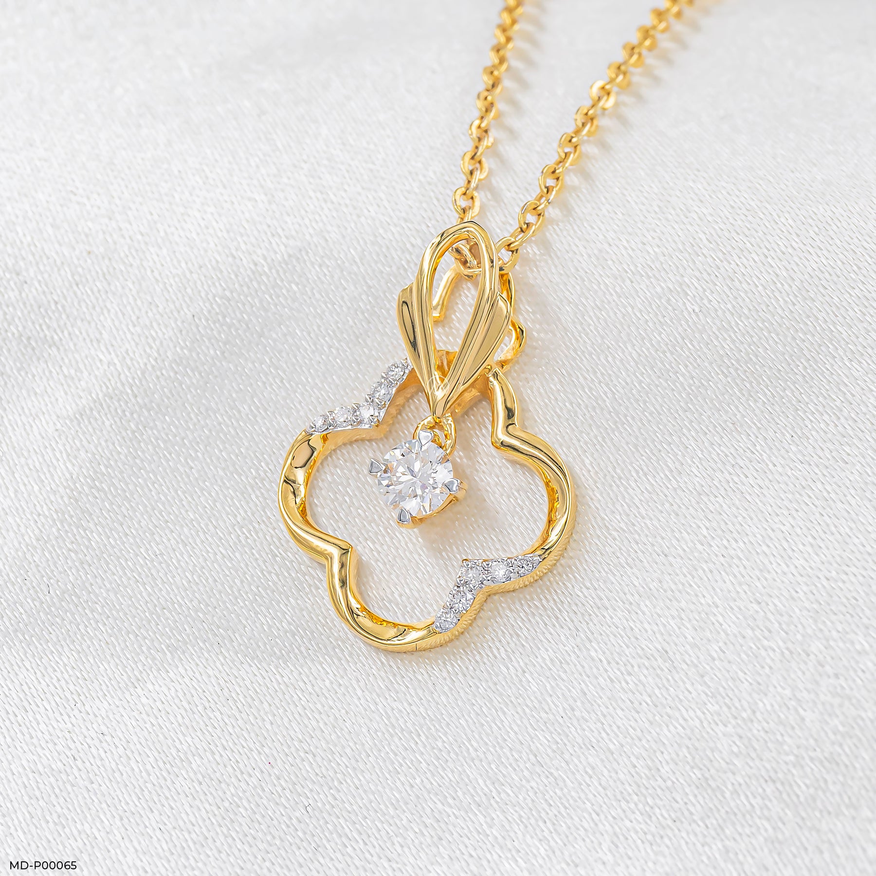 0.25 Carat Grace Flower Lab Diamond Pendant 18K Yellow Gold