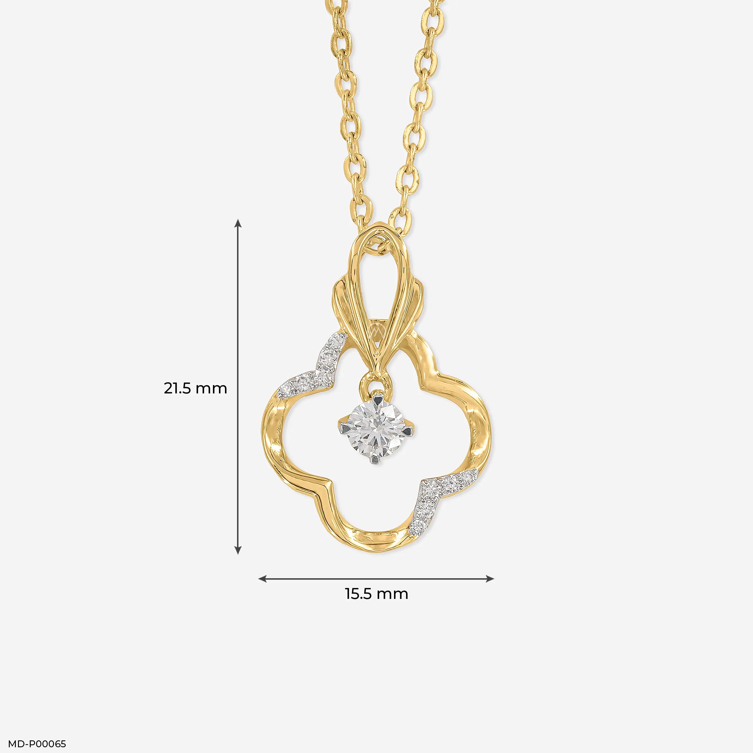 0.25 Carat Grace Flower Lab Diamond Pendant 18K Yellow Gold
