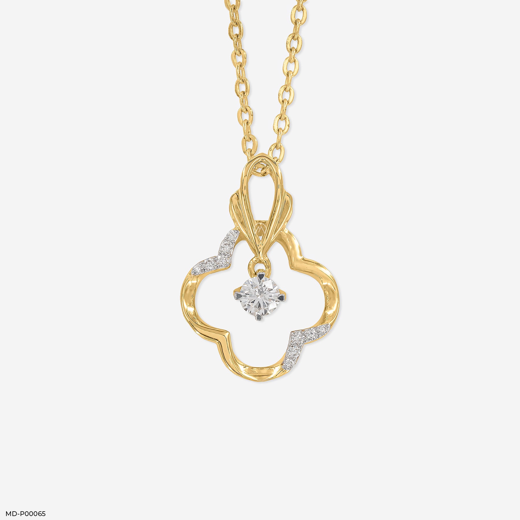 0.25 Carat Grace Flower Lab Diamond Pendant 18K Yellow Gold