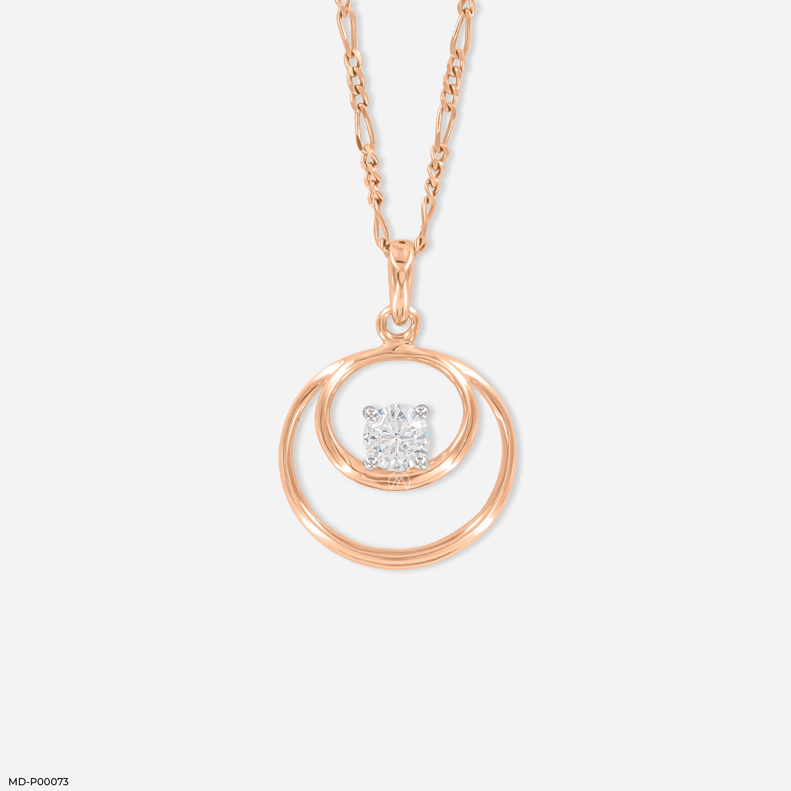 0.50 Carat Double Circle Pendant 14K Rose Gold