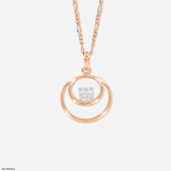 0.50 Carat Double Circle Pendant 14K Rose Gold