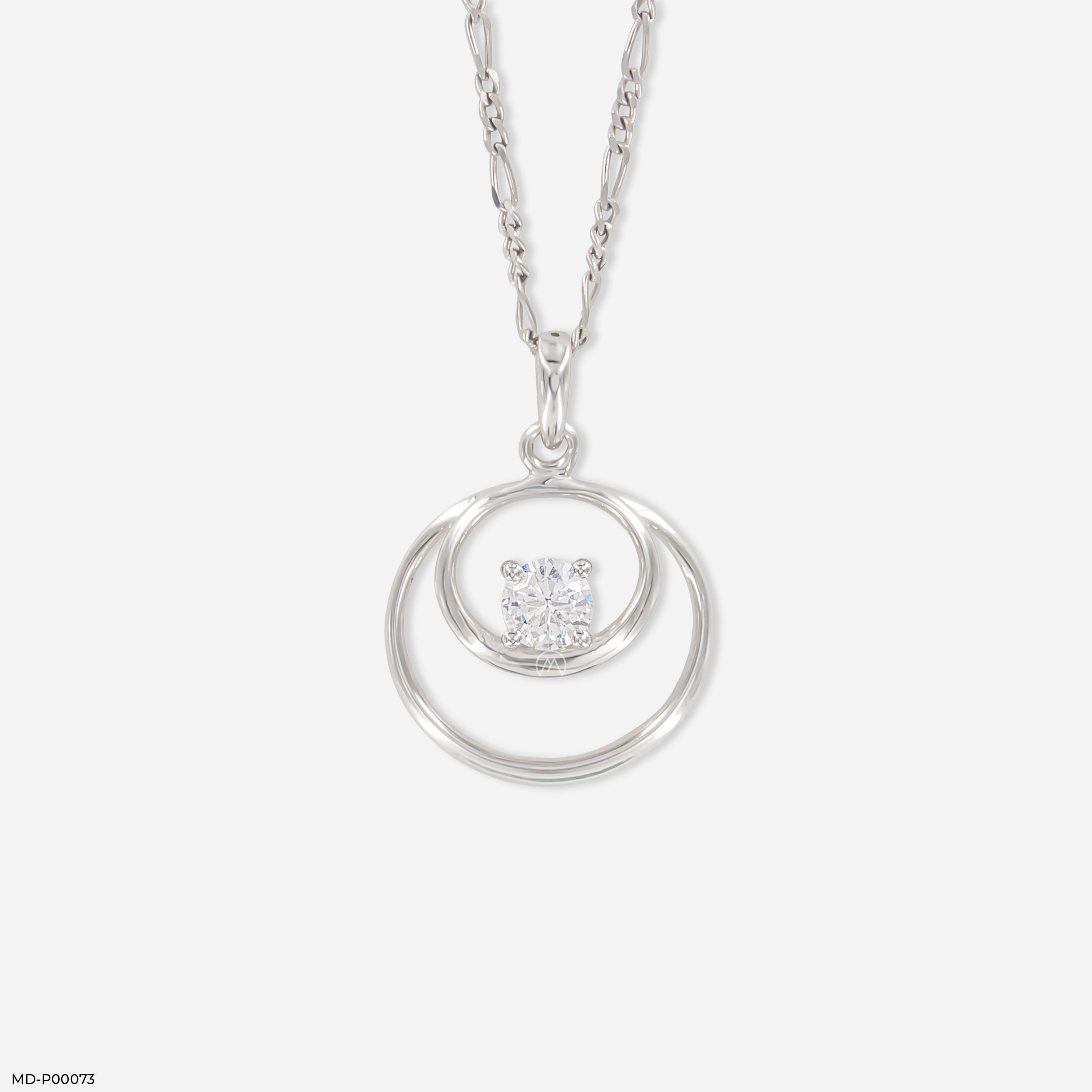 0.50 Carat Double Circle Pendant 9K White Gold