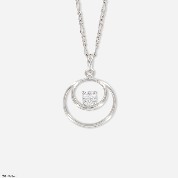 0.50 Carat Double Circle Pendant 14K White Gold