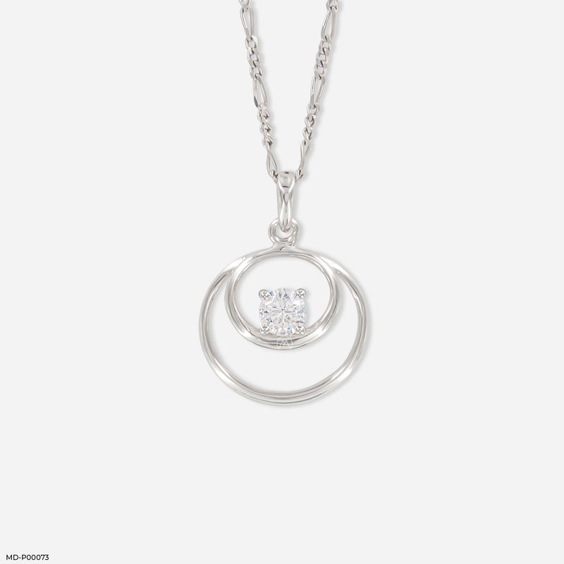 0.50 Carat Double Circle Pendant 14K White Gold