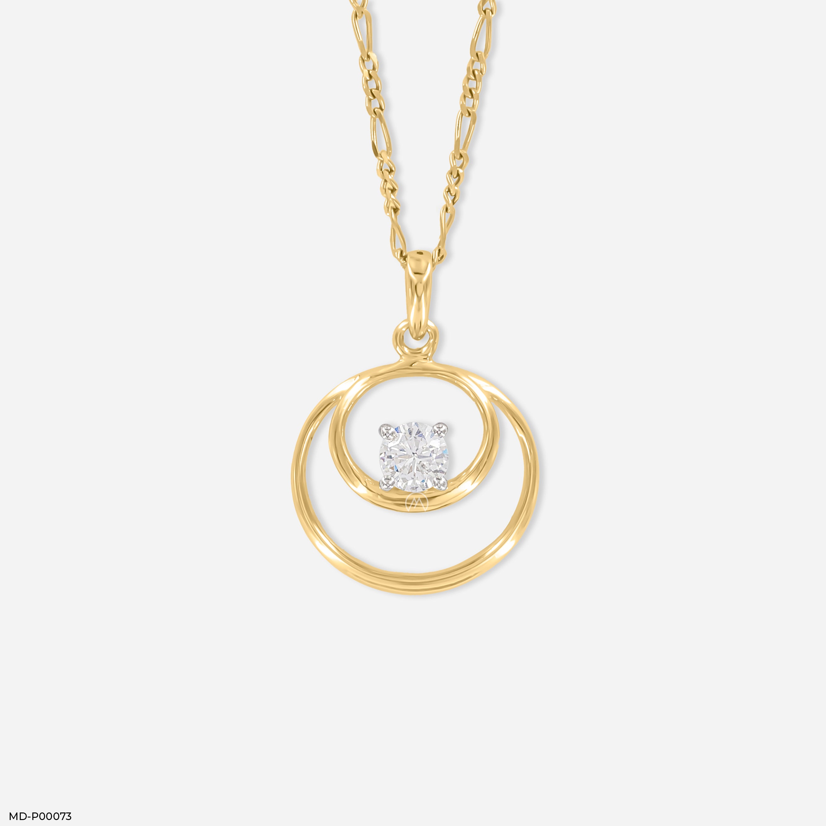 0.50 Carat Double Circle Pendant 14K White Gold