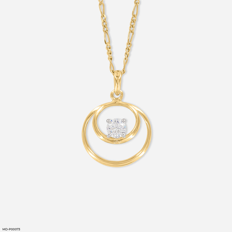 0.50 Carat Double Circle Pendant 14K White Gold