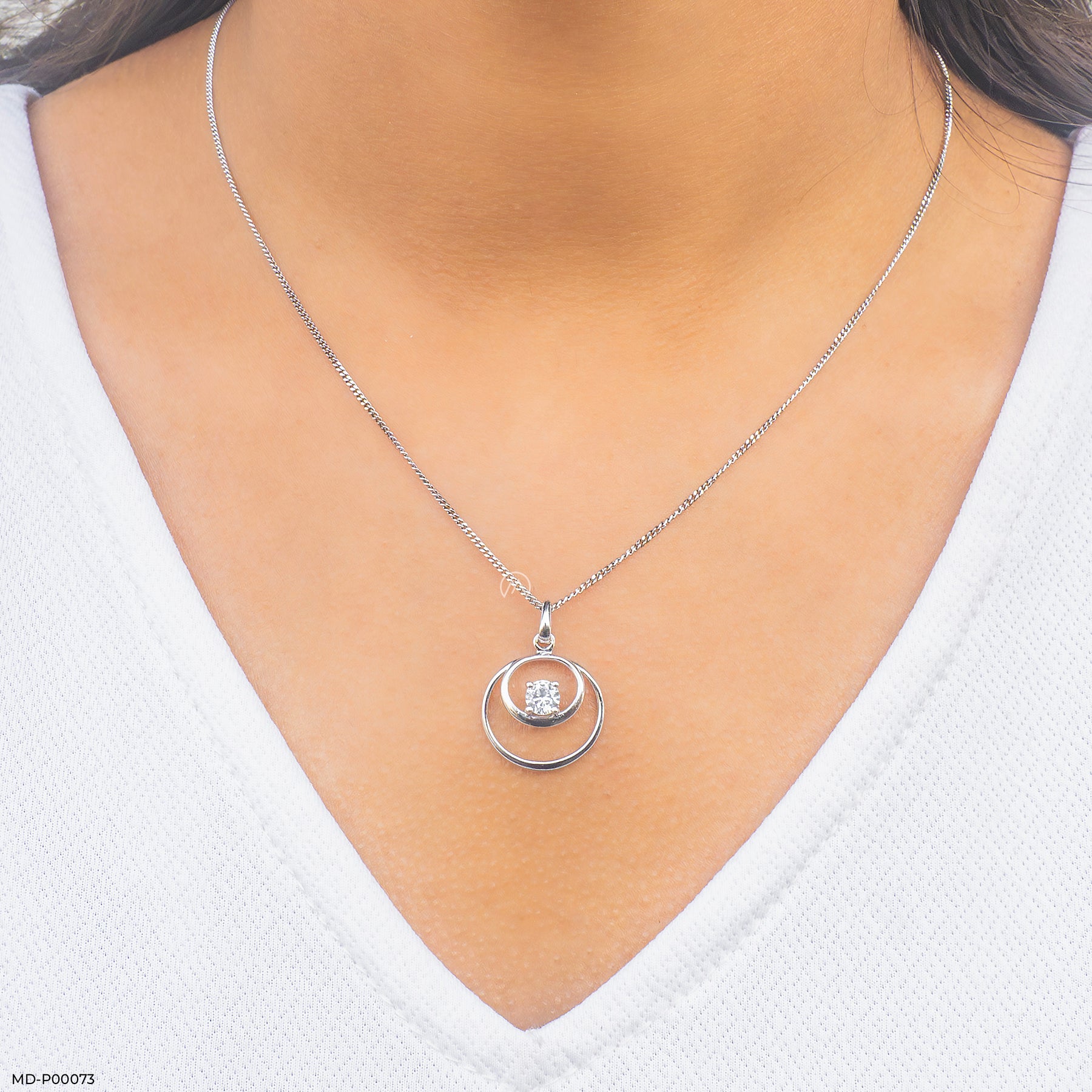 0.50 Carat Double Circle Pendant 9K Yellow Gold