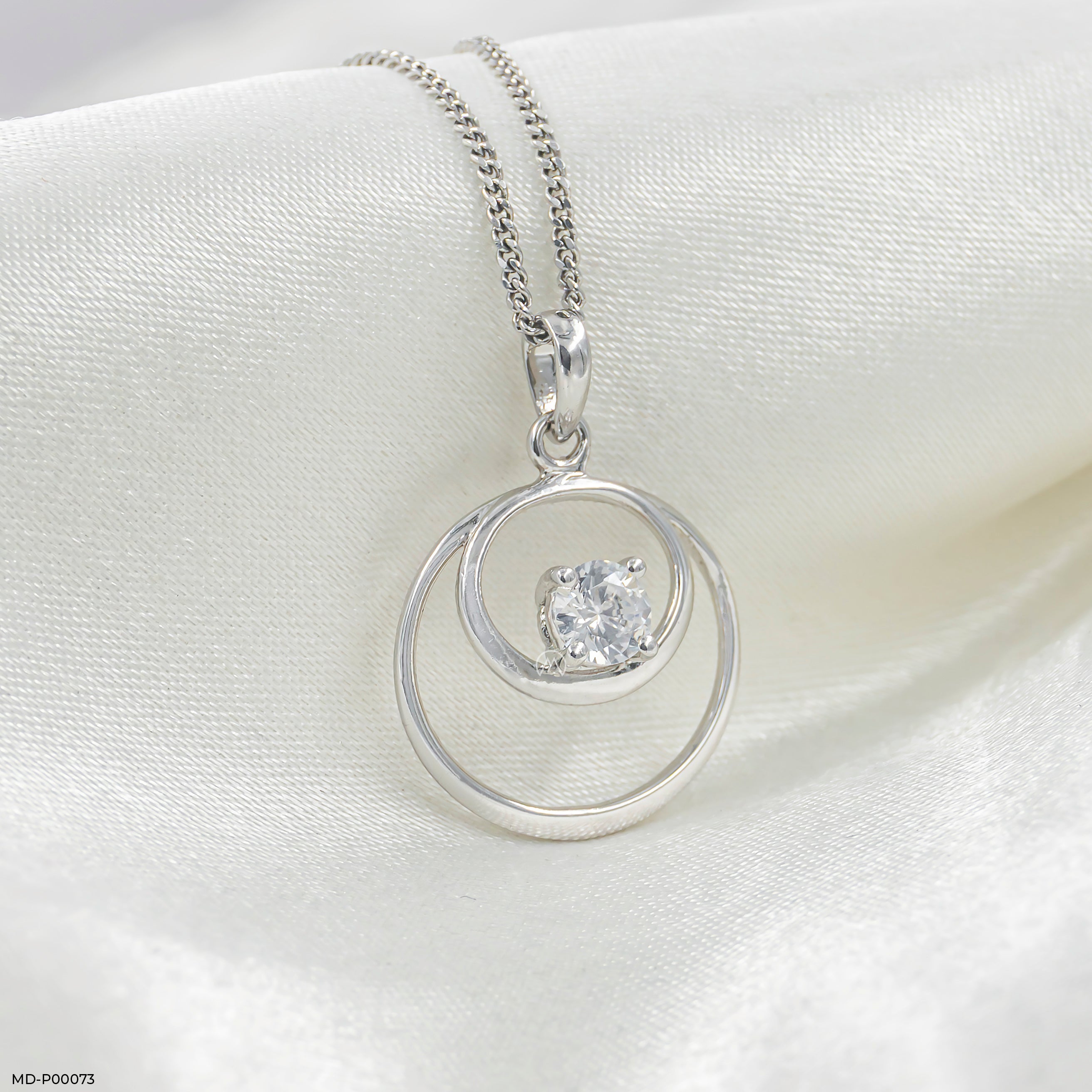 0.50 Carat Double Circle Pendant 14K White Gold
