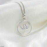 0.50 Carat Double Circle Pendant 14K White Gold