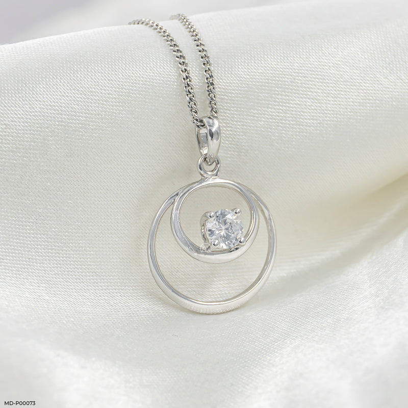 0.50 Carat Double Circle Pendant 14K White Gold