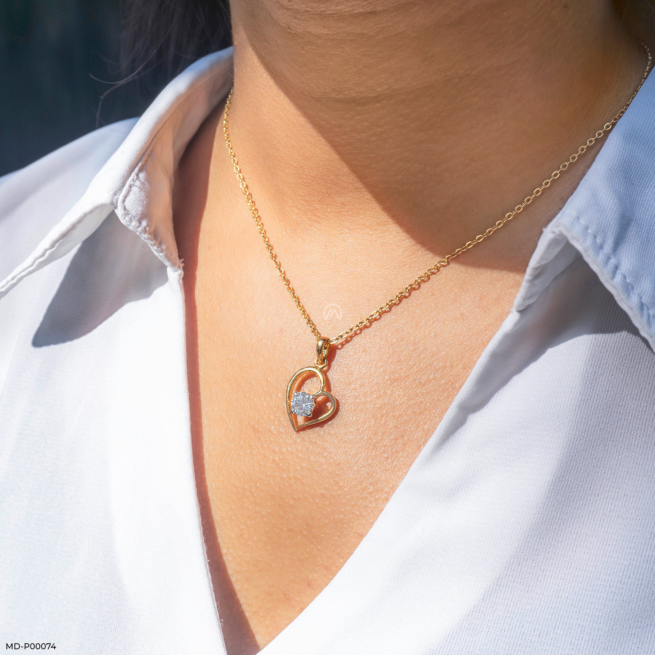 Open Heart Solitaire Pendant 9K Yellow Gold