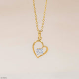 Open Heart Solitaire Pendant 14K Yellow Gold