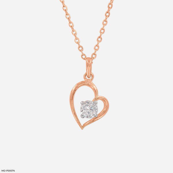 Open Heart Solitaire Pendant 14K Rose Gold