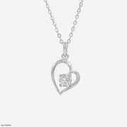 Open Heart Solitaire Pendant 14K White Gold