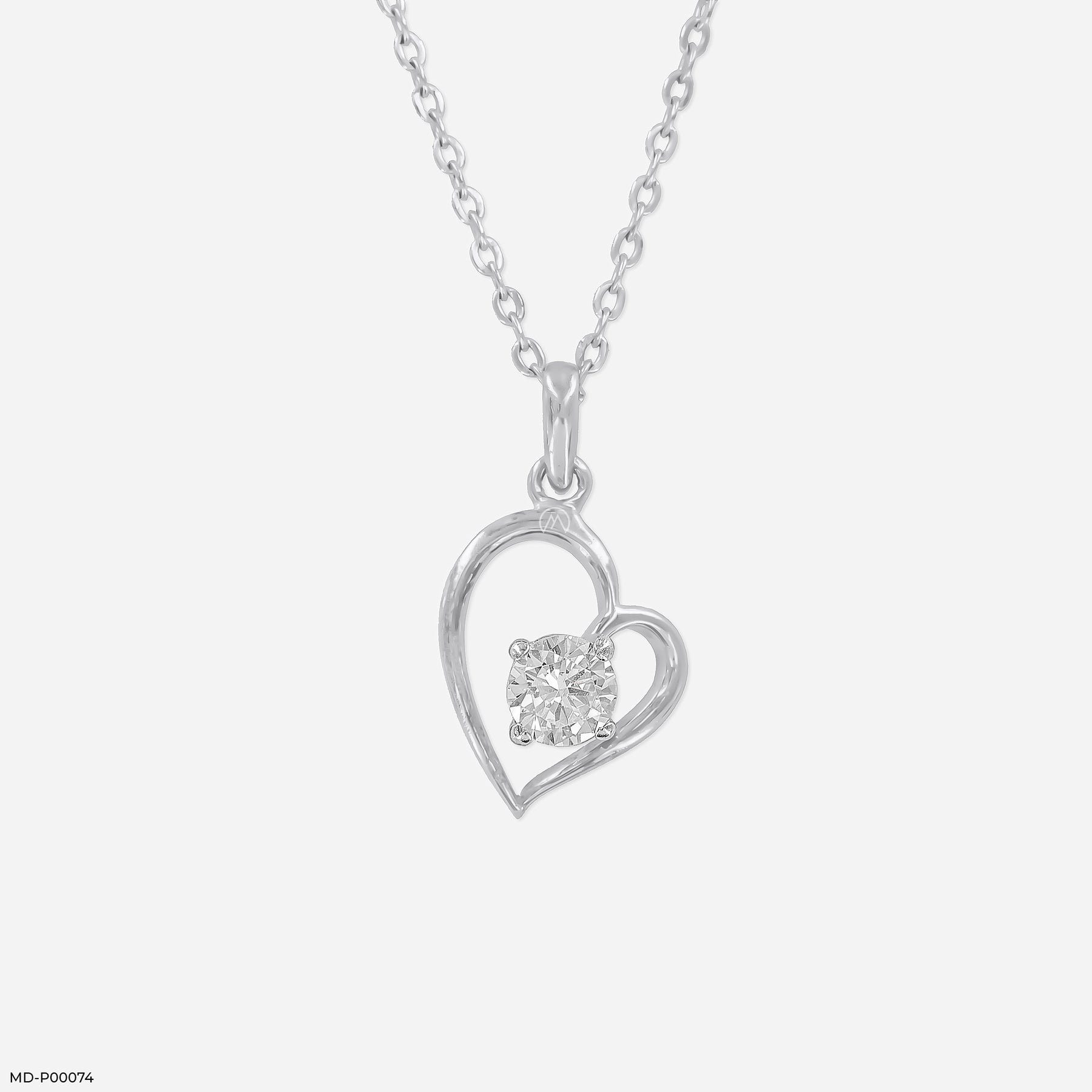 Open Heart Solitaire Pendant 14K Yellow Gold