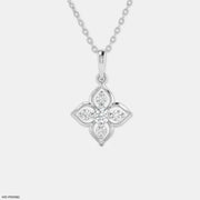Lotus Cross Diamond Pendant 9K White Gold