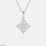 Lotus Cross Diamond Pendant 9K Yellow Gold