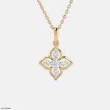 Lotus Cross Diamond Pendant 9K Yellow Gold