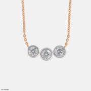 0.75 Carat Trinity Lab Diamond Necklace 14K Rose Gold