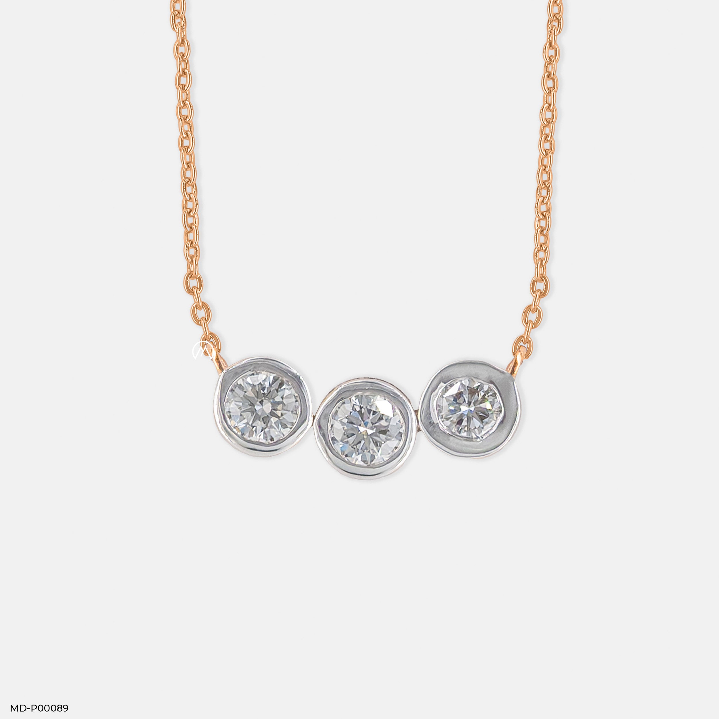 0.75 Carat Trinity Lab Diamond Necklace 14K Rose Gold