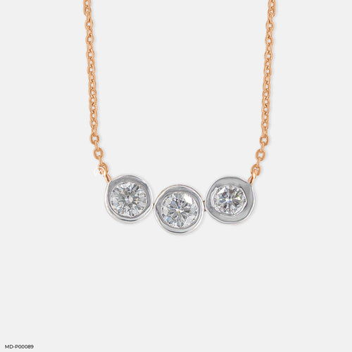 0.75 Carat Trinity Lab Diamond Necklace 14K Rose Gold