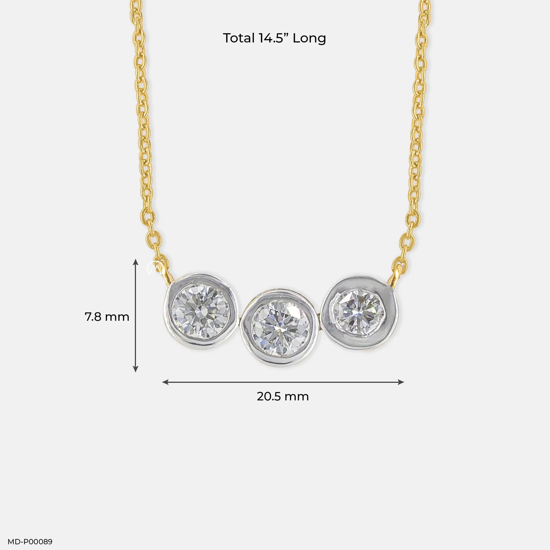 0.75 Carat Trinity Lab Diamond Necklace 14K Rose Gold
