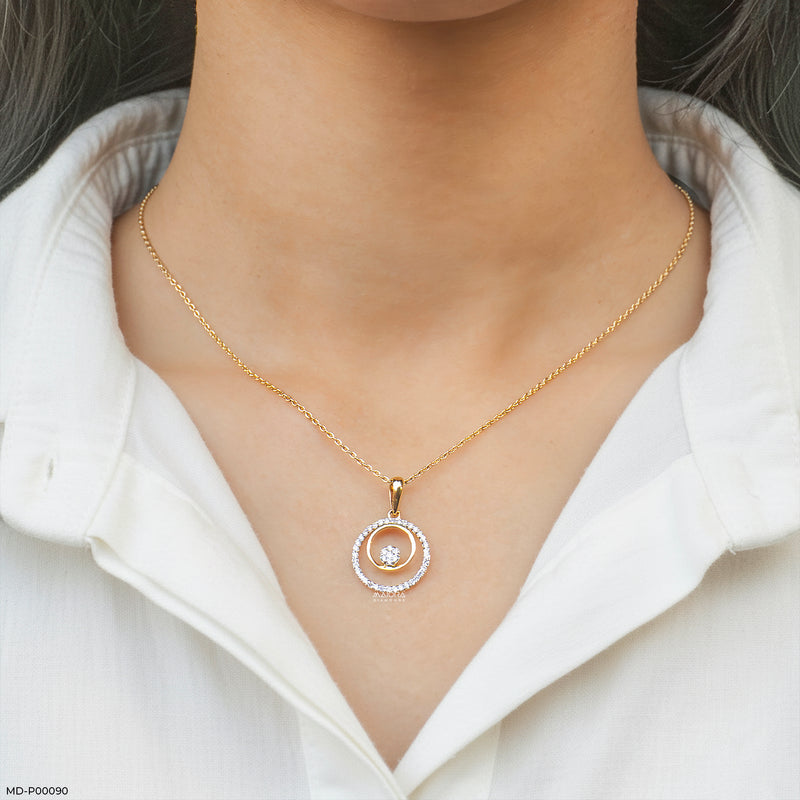 0.35 Carat Infinity Swirl Two-Tone Lab Diamond Pendant 14K Yellow Gold