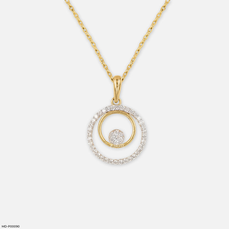 0.35 Carat Infinity Swirl Two-Tone Lab Diamond Pendant 14K Yellow Gold