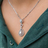 1.5 Carat Golden Halo Drop Pendants 18K White Gold